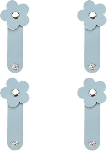 4-Pack Floral PU Leather Cable Organizer — Light Blue