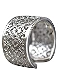 silberringe putzen  Silber Ring Damen Herz Breit - 925 Sterling - Größe Verstellbar - Ornament Breite Silberring
