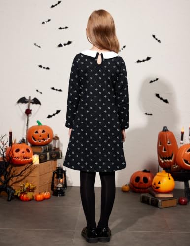 Image of Arshiner Girls Long Sleeve Vintage Peter Pan Collar T-Shirt Dress Age 4-13 Years