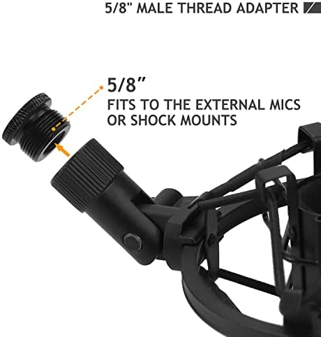 2 Pack Screw Thread Adapter, 5/8" Male to 3/8" Female Mic Screw for Blue Yeti/Blue Snowball/Blue Yeti X Microphone Stand Mount by Avatarr (Black)