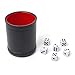 UIEAUY Felt Lined Professional Dice Cup - with 6 Dice Quiet for Yahtzee Game (Black-No Lid)