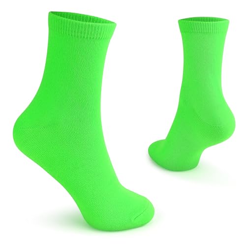 Casual Dress Socks for Men, Bright Neon Solid Color, Comfortable Crew Socks