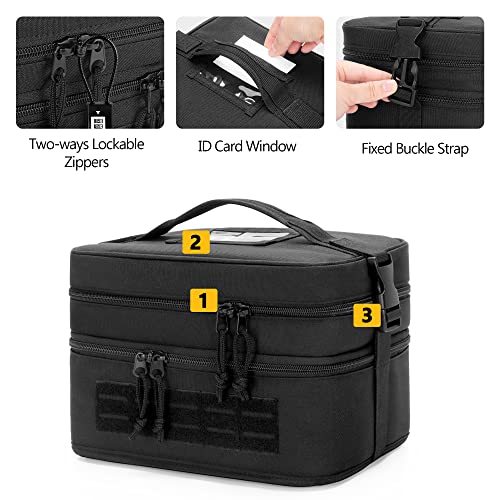Goburos Double Layer Rifle Mag Pouch With Separated Ammo Case, Tactical Rifle Magazine Holder For 2 Mags With Molle Straps And Lockable Zipper For M4/Ar/Ak Magazines #TOP3