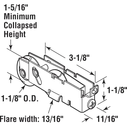 Prime-Line D 1847 1-1/8 In. Steel, Sliding Door Tandem Roller Assembly with F-Tab (Single Pack) by PRIME-LINE - Used condition - Image 2