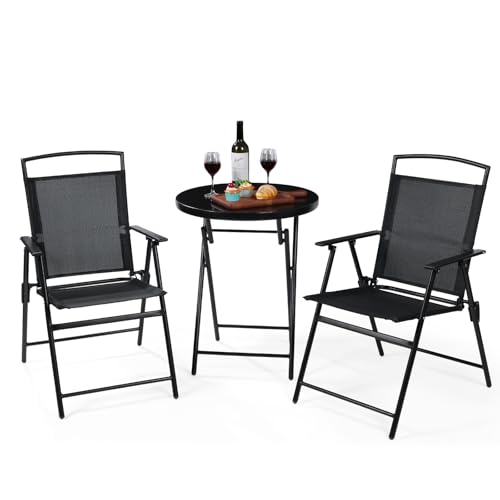 Backyard Expressions 3-Piece Folding Bistro Set – Outdoor Patio Furniture Set with 2 Mesh Chairs & Round Table – Weather-Resistant, Portable & Space-Saving Design for Balcony, Deck, Garden by BACKYARD EXPRESSIONS PATIO · HOME · GARDEN - Used condition - US$77.49