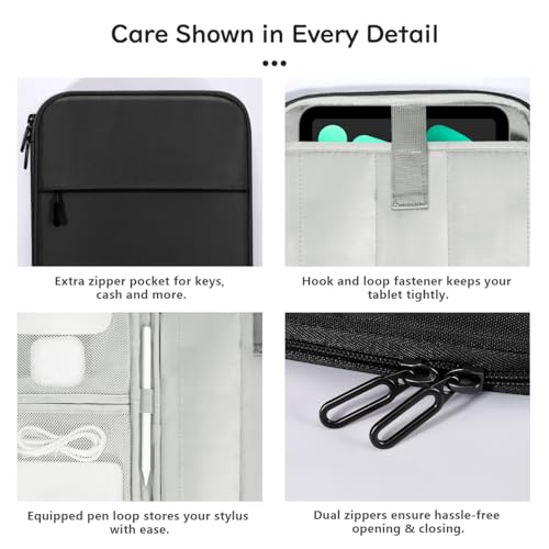 Dadanism 8-9 Inch Tablet Sleeve Padded Carrying Case for iPad mini 7th/6th 8.3", iPad mini 5/4/3/2/1 7.9", Remarkable Paper Pro Move 7.3" 2025, Galaxy Tab A9/A7 Lite 8.7", Tab M8 8", Tab M9 9", Black by Dadanism - Image 5