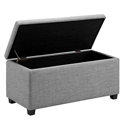 Amazon Basics Upholstered Rectangular Storage Ottoman And Entryway Bench, 35.5"W X 16.5"D X 17"H, Light Gray #TOP4