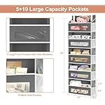 2 Packs 5-Tier Over the Door Storage Organizer with 10 Side Mesh Pockets, 48 lbs Load Capacity, 3 Hooks Design, Hanging Organizer with Clear Windows for Bathroom, Bedroom, Nursery, Kitchen-Grey - Image 2