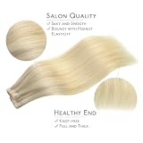 WENNALIFE Przedłużki do włosów na taśmach z prawdziwych ludzkich włosów, 40 szt./100 g, 61 cm, ombre od popielatego blondu do złotego blondu, balejaż platynowy blond, naturalne proste włosy