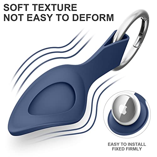 【2 STÜCK】 Wanme Hülle für Apple AirTag Anhänger mit Schlüsselanhänger, AirTags Silikon Tragbar Keyring Abdeckung, Schutzhülle für Apple AirTag Case Tracker (Schwarz+Marineblau)