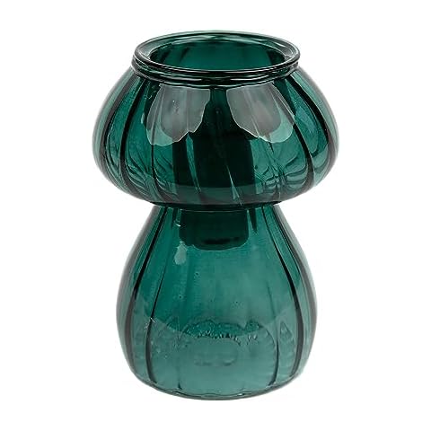 Green Mushroom Glass Candlestick Holder & Vase Cover