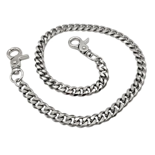 PMTFUMY Heavy Duty Metal Waist Chain,key chains for men,Punk Silver Wallet Chain, Keychain with Round Clasp, Hip Hop Goth Keyring for Pants, Jeans & Accessories