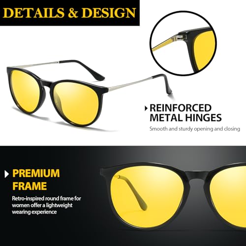 TJUTR Women's Night-Vision Glasses for Driving, HD Polarized Yellow Lens Reduce Glare Safety Nighttime UV Protection by TJUTR - Image 6