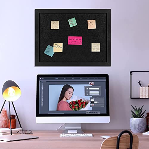 Okydoky 28 * 37 * 2cm Schwarz Pinnwand mit Holzrahmen, Memoboards, Filz Pinnwand mit Stecknadeln für DIY Dekoration, Filzboard für Küche und Büro, Schule und Haus(BK,1pc).DE