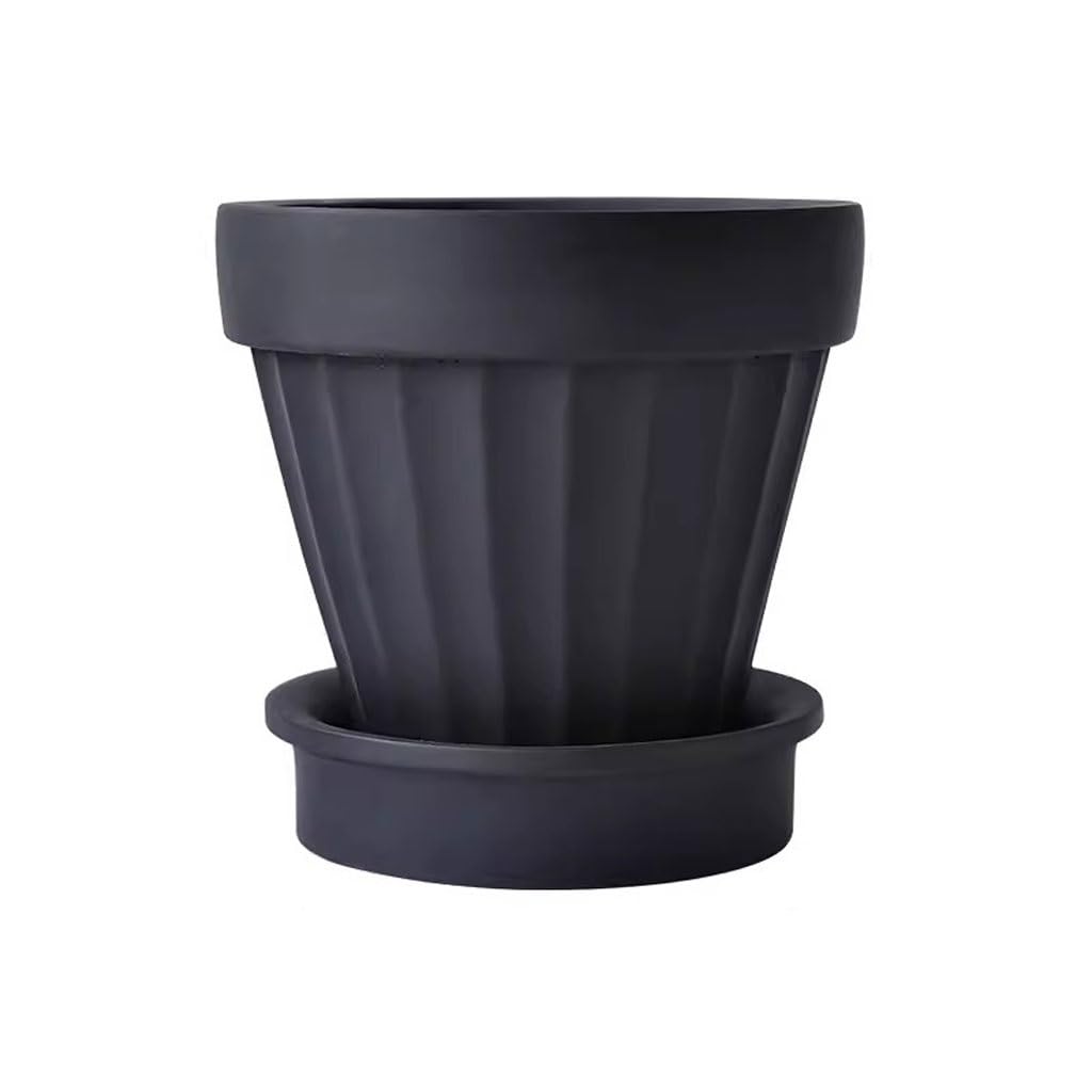 Gelasige B Flower Pots Creative Cement Reathable Green Plant Pot Living Room Alcony Desktop With Tray Simple Small Flower Pot Outdoor Flower Pots(B)