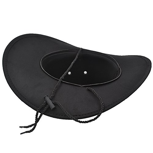 Yosang Adult Western Suede Hat Cowboy Outdoorsman Hat Travelling Summer Cap Black #TOP5