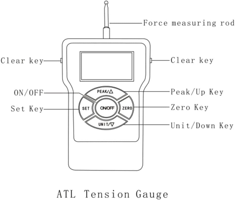 Digital Tensionmeter Tension Meter Tension Measurement Tool with 5 Units N Kg Lb Oz g Max Load Value 2N/ 0.2KG/ 0.41Lb/ 7.2Oz/200g Accuracy ±0.5%