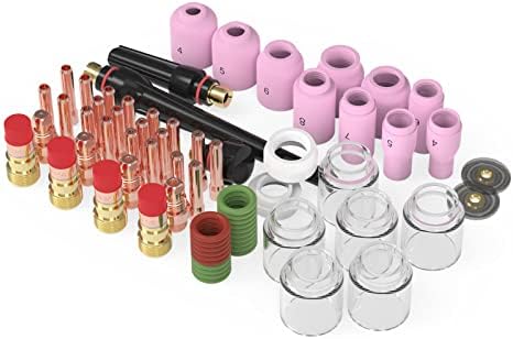 YESWELDER 71Pcs TIG Welding Torch Stubby Gas Lens #12 Pyrex Glass Cup Kit For WP-17/18/26