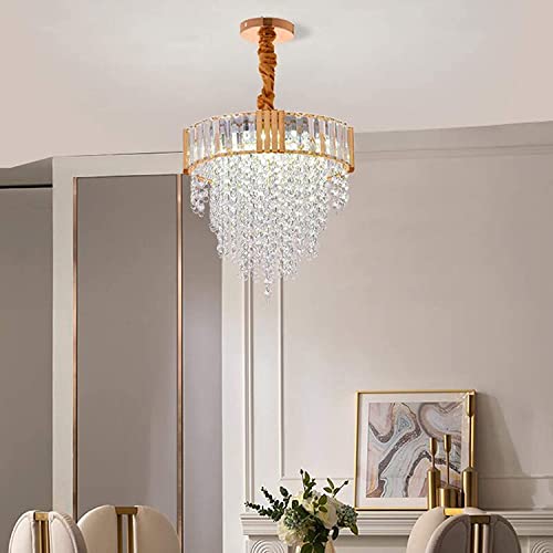 Mini lustre en cristal doré compact pour sublimer les plafonds bas