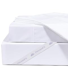 DreamFit DreamComfort 100 Natural Long Staple Cotton Sheet Set for Adjustable Bed with Elastic Corner Bands with Extra