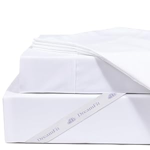 DreamFit DreamComfort 100 Natural Long Staple Cotton Sheet Set for Adjustable Bed with Elastic Corner Bands with Extra