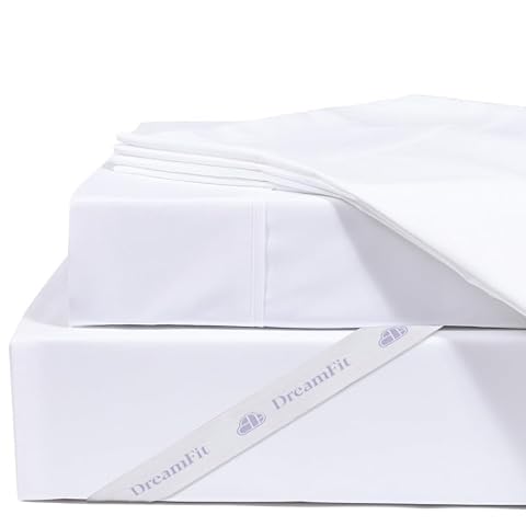 DreamFit DreamComfort 100 Natural Long Staple Cotton Sheet Set for Adjustable Bed with Elastic Corner Bands with Extra