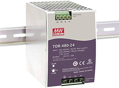 Mean Well Tdr-480-24 Series Tdr-480-24V Guida Din Industriale Trifase 480 W Con Funzione Pfc (Tdr-480-24)