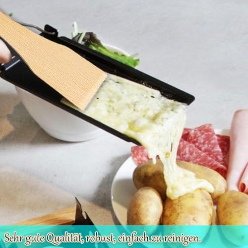 Raclette-Schaber 8 Stück Raclette-Schieber holz Racletteschieber Raclettespachtel Holzschaber Racletteschaber für Käse Grills (8 Schieber & 2 Bambuszangen)