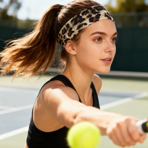 8 diademas para mujer, juego de deportes, bandas para el pelo, unisex, para deporte, yoga, entrenamiento, correr, fitness, antideslizantes, con estampado de leopardo - imagen 4