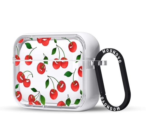 MOSNOVO Case for Airpods Pro & Airpods Pro 2, Protective Clear Case with Shockproof Dual Layer Hard Luxe Metal Ring Designed for Airpods Pro 2 Generation - Cute Cherry by MOSNOVO - Used condition - US$17.82