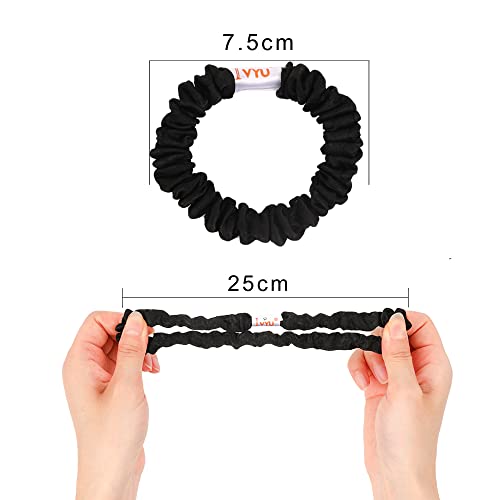 Image of Hair Ties Silk Satin Scrunchies - Small Mini Scrunchy for Women Thick Hair Accessories Cute Soft No Slip Hair Elastics Ponytail Holder for Curly Hair No Damage Hairties Gift for Girls