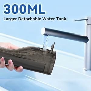 Cordless Portable Water Flosser with 300ML Tank: Rechargeable Oral Irrigator with 5 Tips for Travel, Braces Care and Sensitive Gums, IPX7 Waterproof Teeth Cleaning Device(Black) — photo 3 of 6