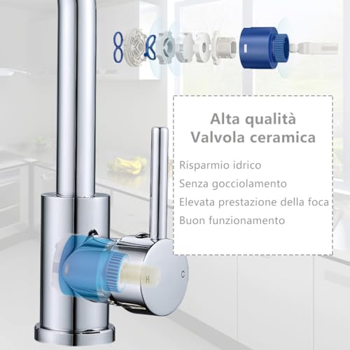 Robinet de cuisine pivotant sans fuite mitigeur eau chaude froide durable