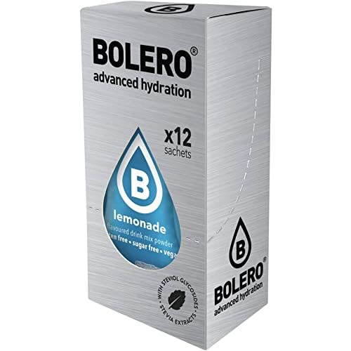 Bolero LEMONAD 12x3g | sockerfri pulverdryck sötad med Stevia | Vitamin C | förfriskningar för diabetiker, veganer och idrottare | smak av lemonad