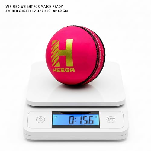 Image of Heega Premium Pink Leather Cricket Ball for Day Night Matches | Durable Hand Stitched Seam | Alum Tanned High Visibility | Excellent Swing & Shape Retention (Pack of 6)