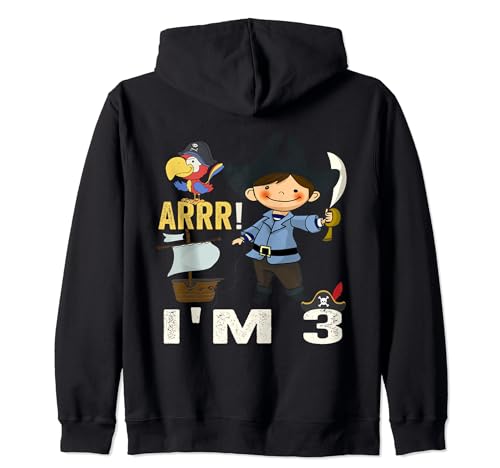 ARR I'm Three Funny 3rd birthday Toddler Pirate Apparel Sudadera con Capucha