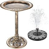 AISITIN Bird Bath Outdoor, Polyresin Lightweight Birdbath for Garden with 2.5W Solar Fountain, Used in Outside, Patio, Pond, Solar Fountain for Bird Bath