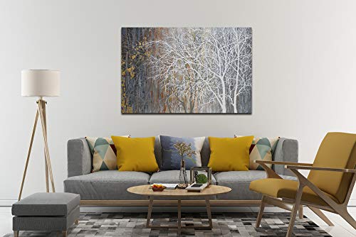 Yihui Arts Canvas Wall Art Hand Painted White Tree Pictures Brown Forest Painting Modern Abstract Landscape Nature Artwork For Bedroom Bathroom Home Office Living Room Decorations #TOP6