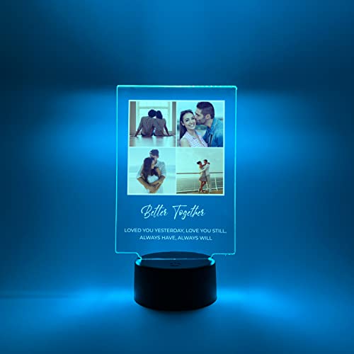 Personalized Photo Collage Picture 3D Led Engraved Name /Words Custom 16 Colors Light Up Sign Acrylic Plaque Stand Night Table Lamp Mom Dad Boys Girls Birthday Anniversary Father's Day Wedding Gift #TOP1
