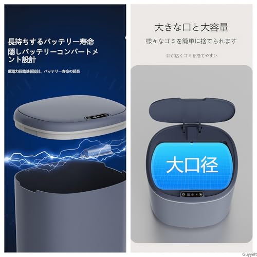自動ゴミ箱 自動開閉センサーゴミ箱 20L (電池式,ホワイト) - 画像 3