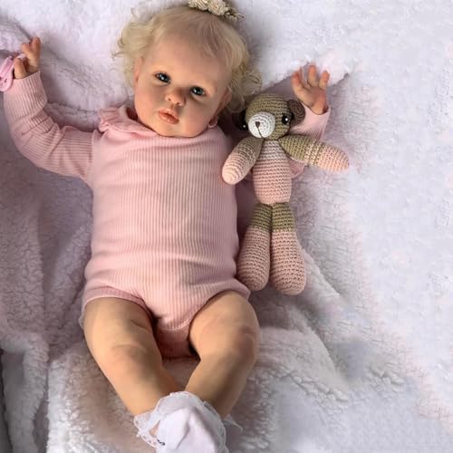 Muñeca Reborn Bebé Realista 24 Pulgadas Pelo Rubio miniatura 7