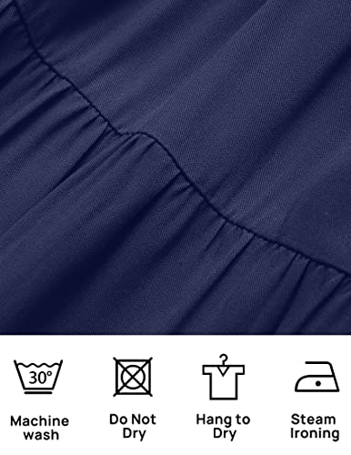 Zesica Women's 2023 Summer Casual Flutter Short Sleeve Crew Neck Smocked Elastic Waist Tiered Midi Dress,Royalblue,Small #TOP10