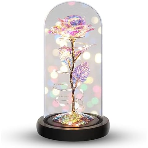 Norcalway Galaxy Rose Flower Gift for Mom from Son, Daughter - LED Light Glass Flower with Timer for Woman, Girlfriend, Wife Cover