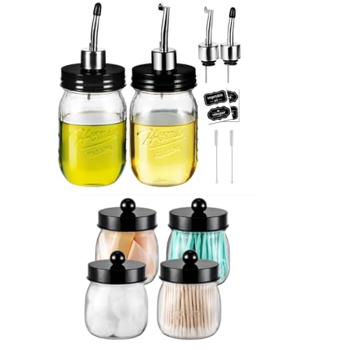 SheeChung Farmhouse Decor Apothecary Jar Set,Mason Jar Bathroom Vanity Storage