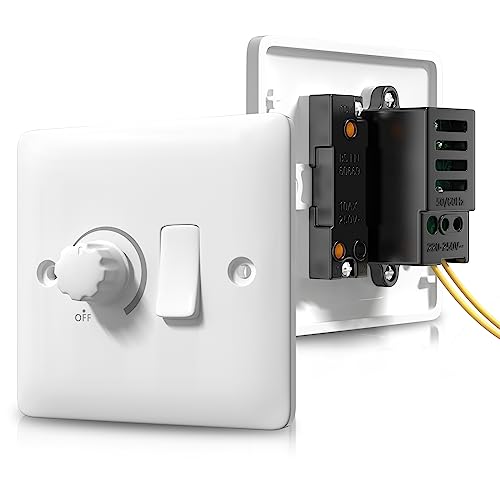 Luxvista White Dimmer Switch, Dimmer and Rocker Wall Light Switch Combo, 2 Gang, 1 Way Light Switch, LED Dimmer for Dimmable LED,Incandescent,Halogen Bulbs,DIY Project Lights,1 Count