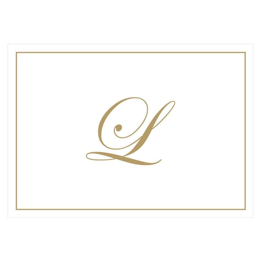 Caspari Gold Embossed Initials Boxed Note Cards in Letter L, 8 Cards &amp; Envelopes