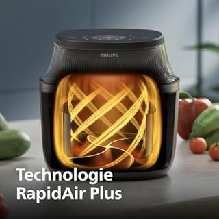 Philips Airfryer Série 3000 - Air Fryer 7.2 L, 16-en-1, Fenêtre de cuisson, Technologie RapidAir, jusqu'à 90% de matières grasses en moins, Application HomeID, coloris Noir (NA340/00)