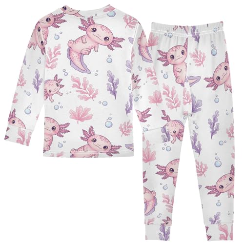 Pajama Sets Long Sleeve Cute Axolotl Sea Pattern Soft Comfy Sleepwear 2 Piece PJS 3-8T3