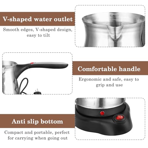 Elektrische Türkische Kaffeemaschine Mit Griff, 500ml Elektrische Kaffeekanne, Elektrische Kaffeemaschine, Türkische Kaffeekanne, Espressokocher Induktion,Türkische Kaffeemaschine Mit Edelstahl Reisen