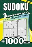  1000+ Grilles de Sudoku Facile à Difficile avec Solutions : Du Facile au Difficile  Gros Caractères  Jeu de Logique et Mémoire pour Adultes et ... Cahier de Puzzles  Stimuler la Concentration
